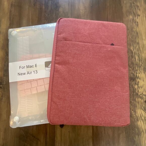 MacBook Air 13” 2018-2020 red soft case with hardshell & charger pack cover - Picture 4 of 5